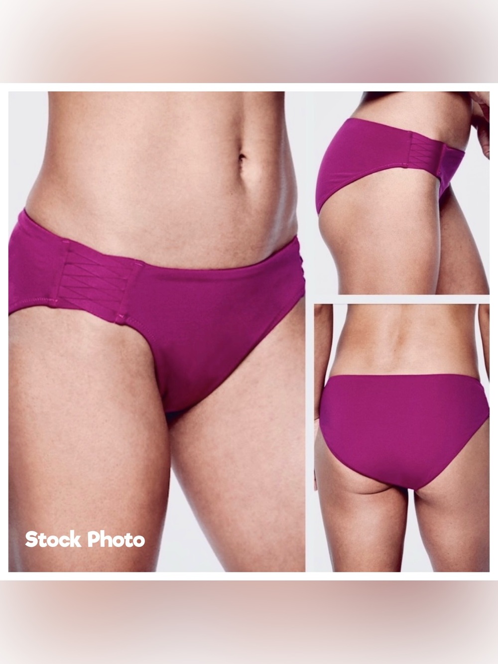 Athleta ADRIATA☀️ UPF 50+ ☀️ Fuchsia Purple Mid-Rise Bikini Swim Bottom size XS
